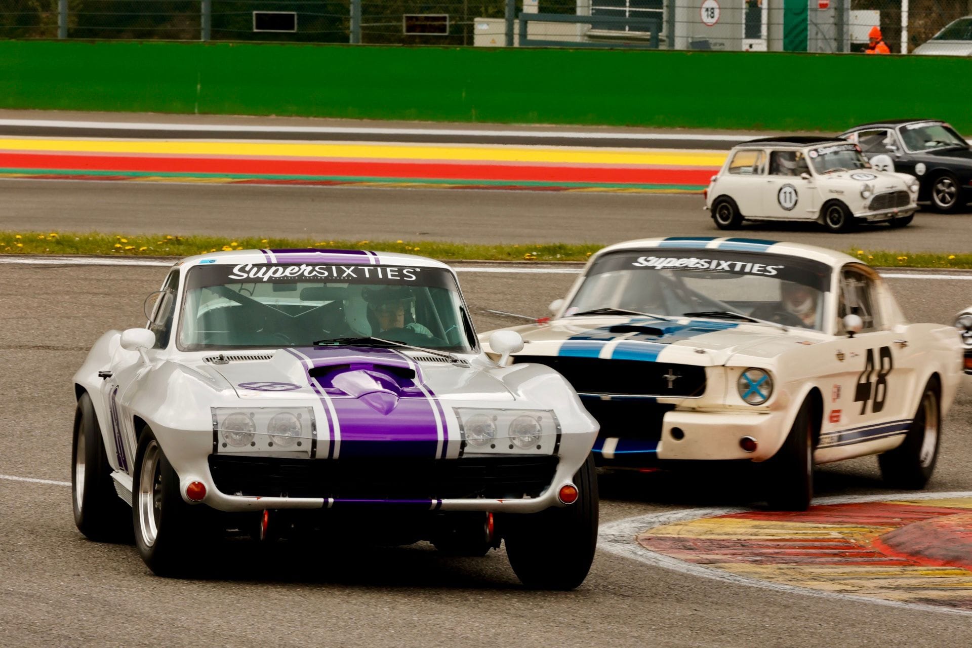 SuperSixties Spa Corvette vs Mustang Bert Smeets leads Frans van Maarschalkerwaart photo credits Senten Images